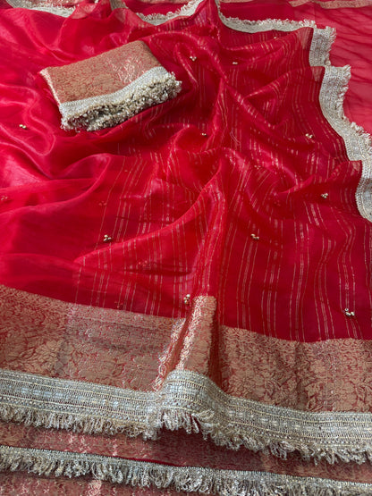 Premium Ghungroo Saree, crafted in luxurious pure tissue fabric