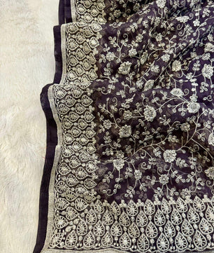 Shimmer  silk fabric chikankari work