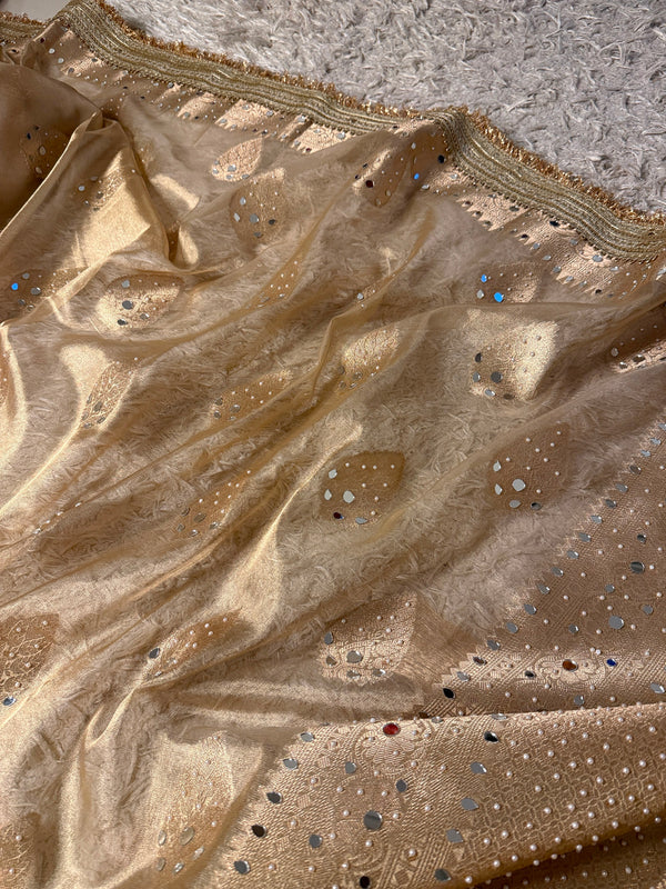Natural Colour Banarasi Katan Tissue Silk Saree