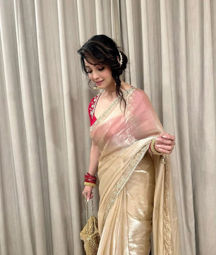 Soft Zimmi choo Saree in heavy hand work