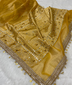 Banarasi Tissue Zari Weaving Border Saree x Ghungroo