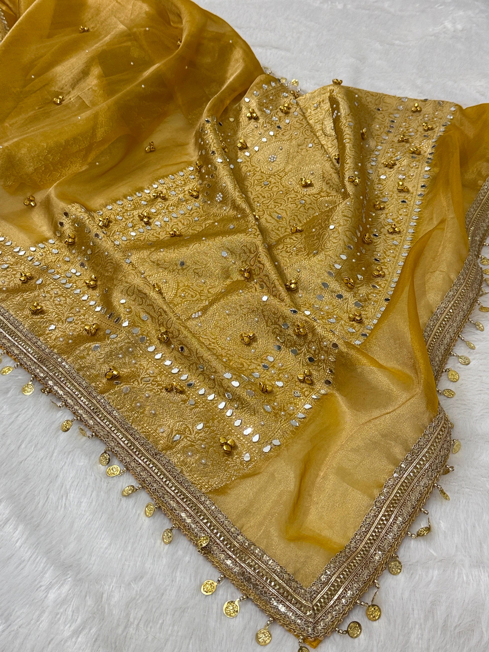 Banarasi Tissue Zari Weaving Border Saree x Ghungroo