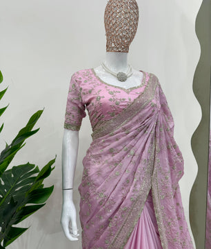 Designer Saree on Havy Chinon Silk Febric