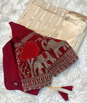 Pure Viscose Georgette Silk Beads Work Blouse Designer Saree