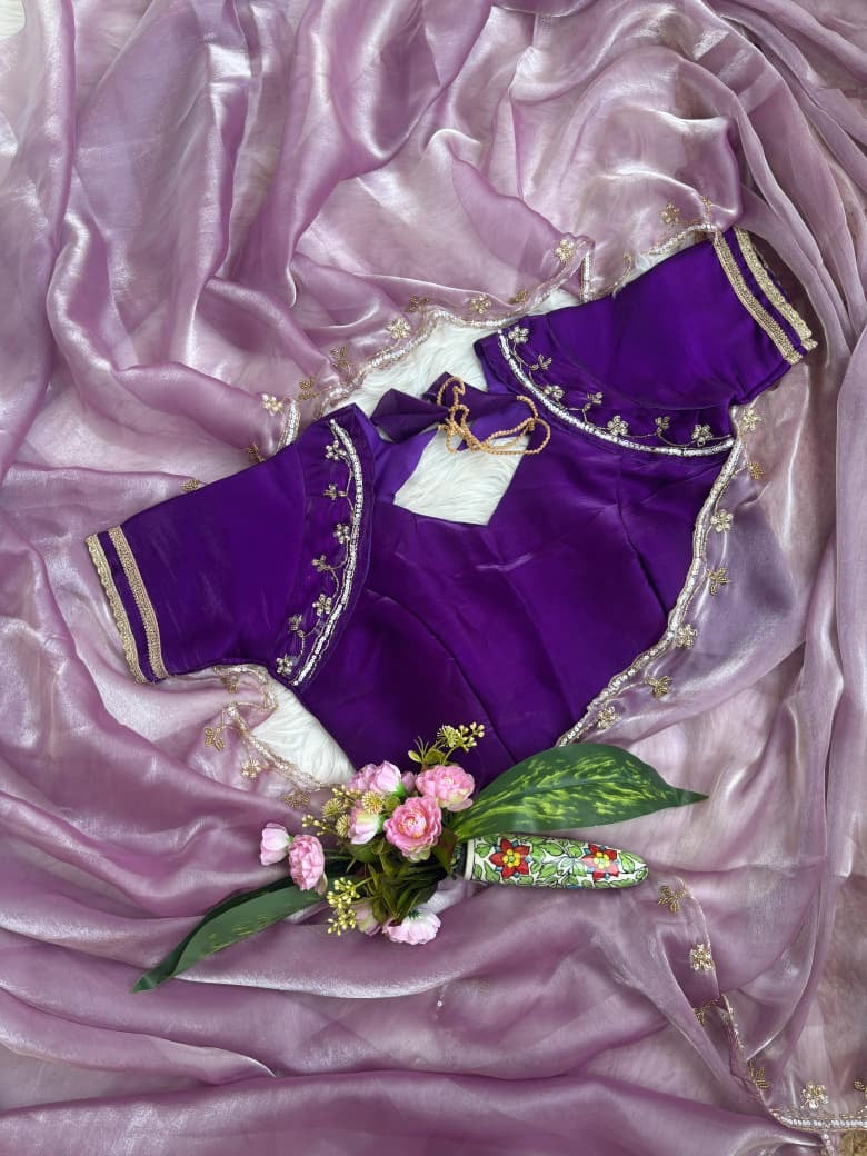 Very Soft nd Elegant Rich look Rimzim Silk fabric with beautiful hand work khatli cutdana heavy border