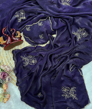 Soft Space Silk Saree with handwork