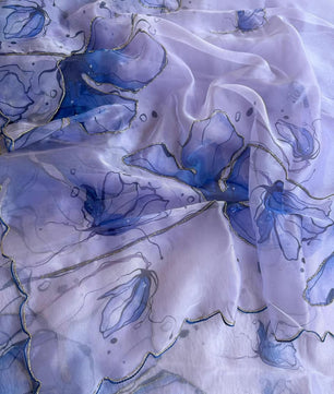 BEAUTIFUL SOFT ORGANZA DIGITAL PRINT SAREE WITH FULL HANDWORK