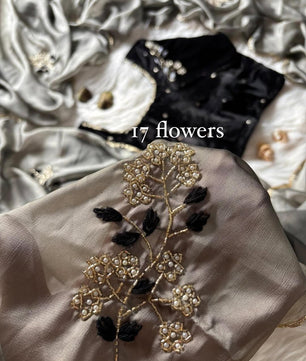 Soft rangoli silk saree with beautiful handwork cover with hand thread work and Unstich velvet blouse with handwork