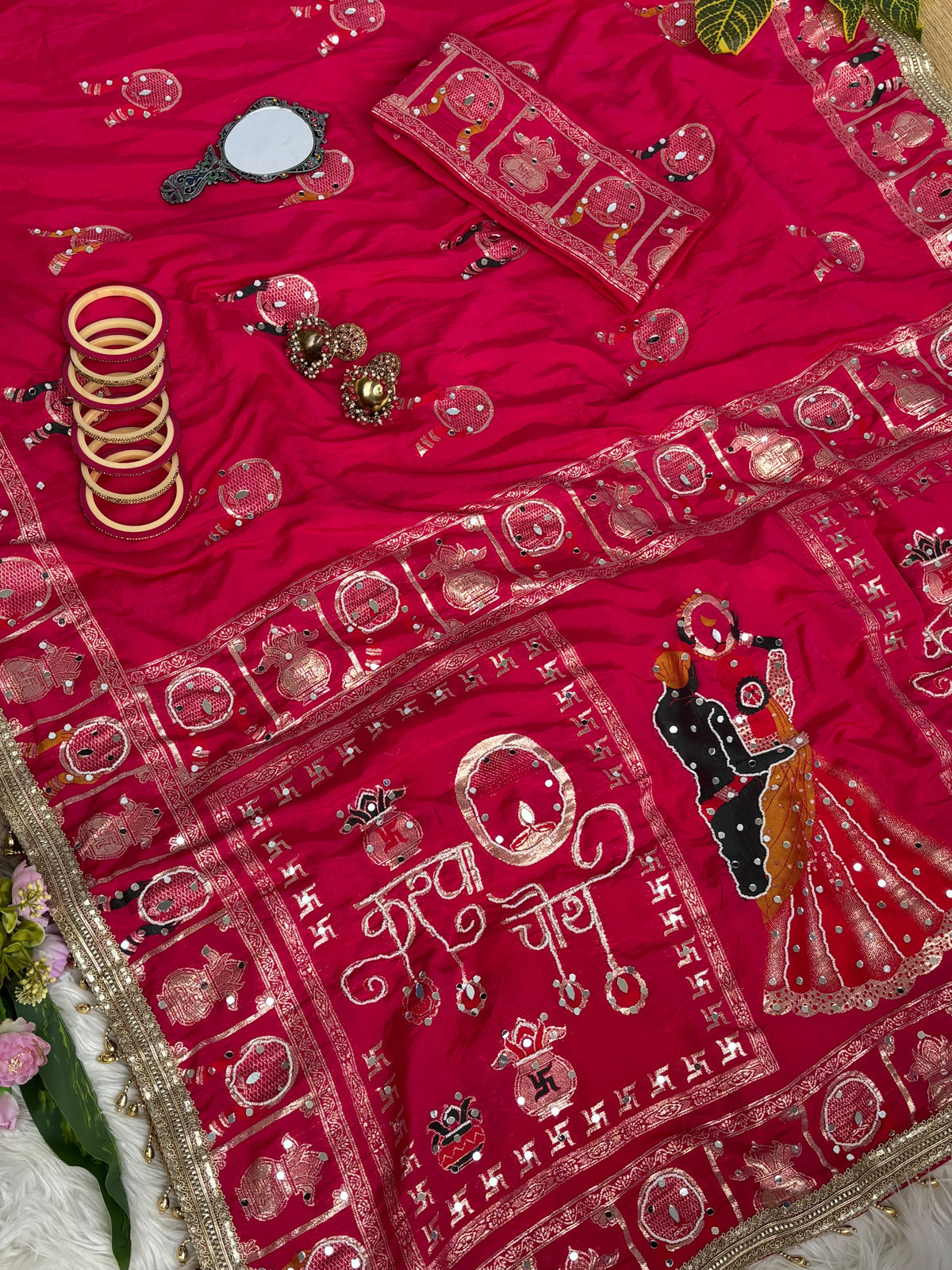 Very Pretty Nd Beautiful Women wearing this Red colour hit karvachauth saree