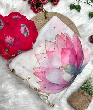 Pure Soft tibby silk fabric saree  with floral work