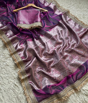 Banarasi soft  maharani glass tissue silk