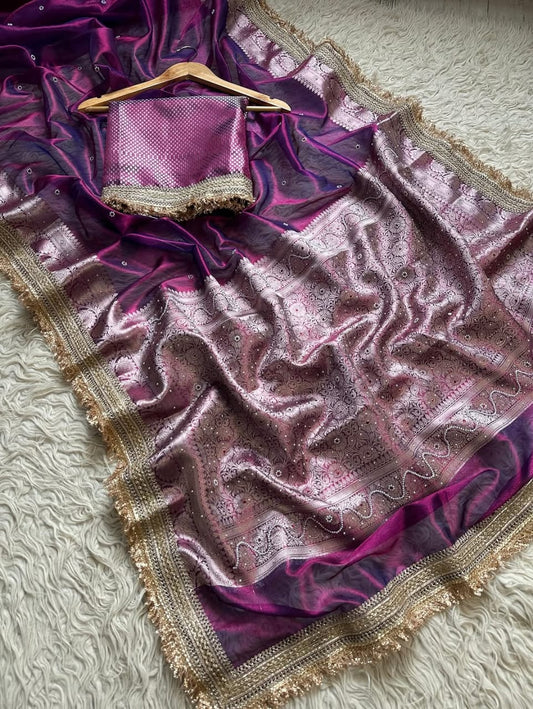 Banarasi soft  maharani glass tissue silk