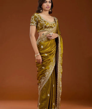 Beautiful Frendy Chiffon Saree in Sequence and Zari embroidery work