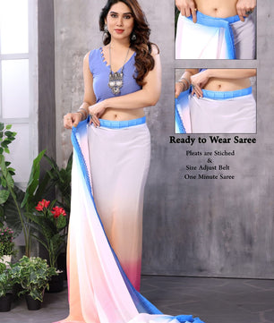 GEORGETTE READY TO WEAR SAREE WITH LACE WORK AT LOWEST PRICE