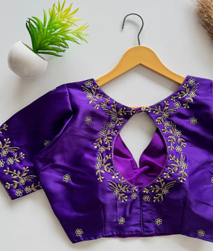 Beautiful handwork all over back nd sleves with designer handwork in blouse