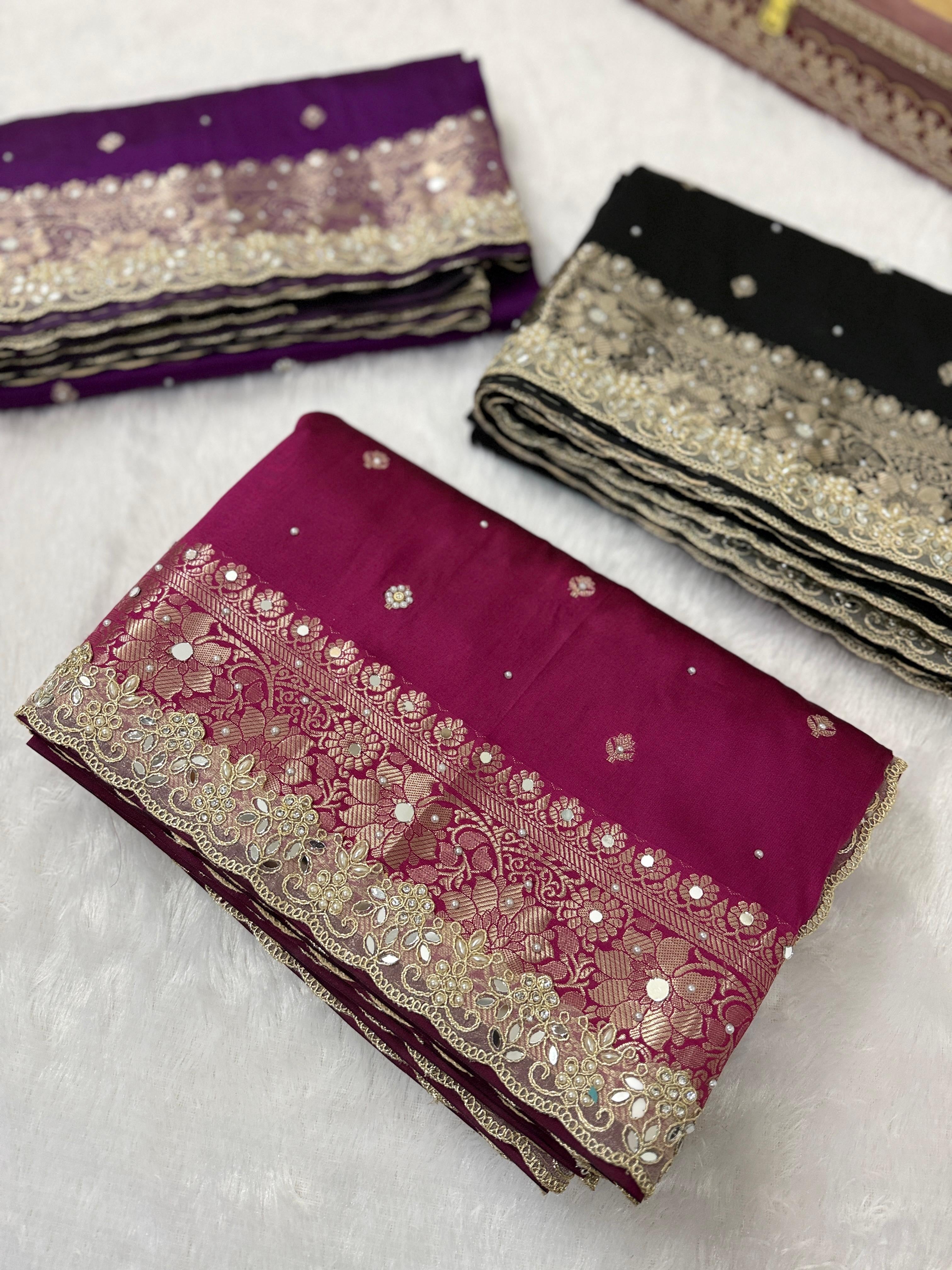 Presenting Timeless Banarasi Semi Katan Soft Silk Lace work Saree