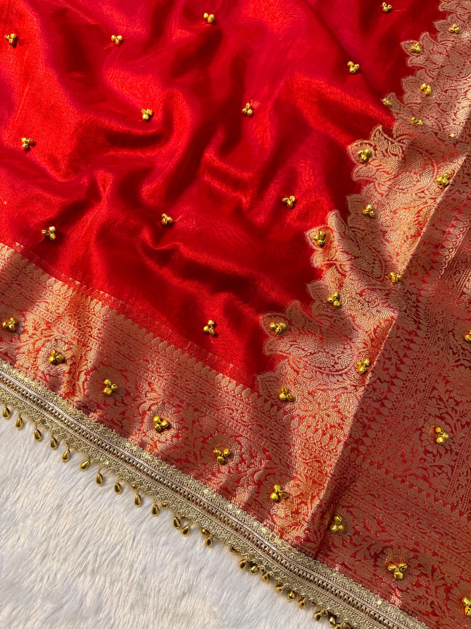 Banarasi Tissue Zari Weaving Border Saree X Ghungroo Handwork
