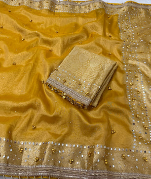 Banarasi Tissue Zari Weaving Border Saree x Ghungroo
