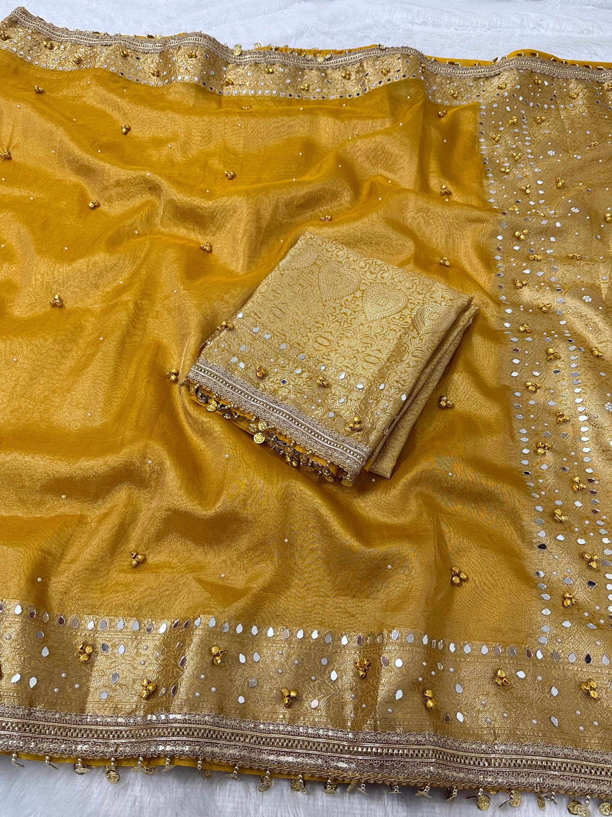 Banarasi Tissue Zari Weaving Border Saree x Ghungroo