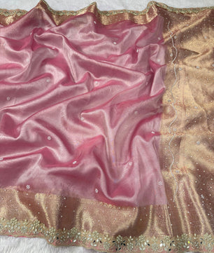 Premium soft pink colour tissue saree