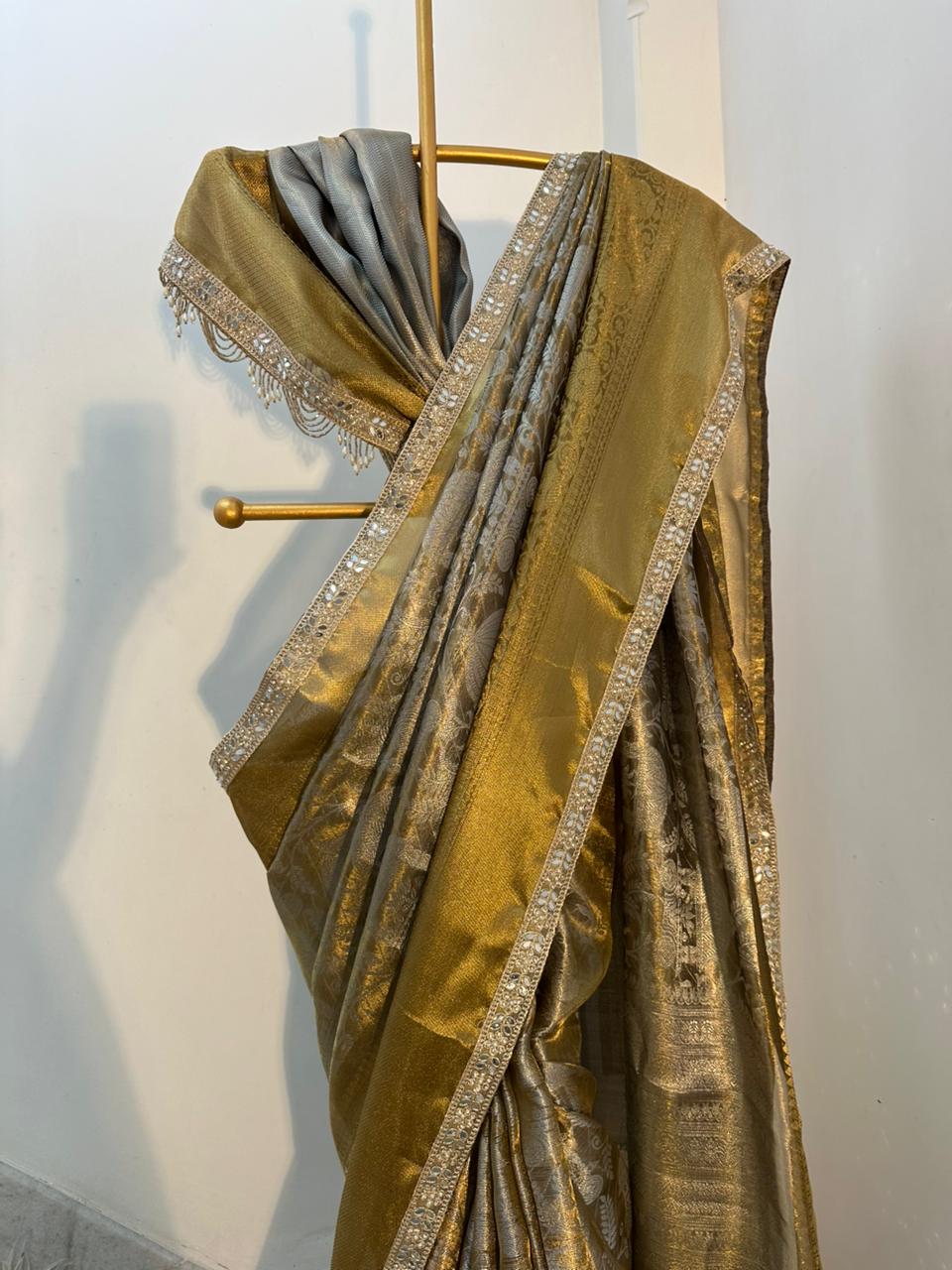 Authentic kanjivaram brocade tissue saree