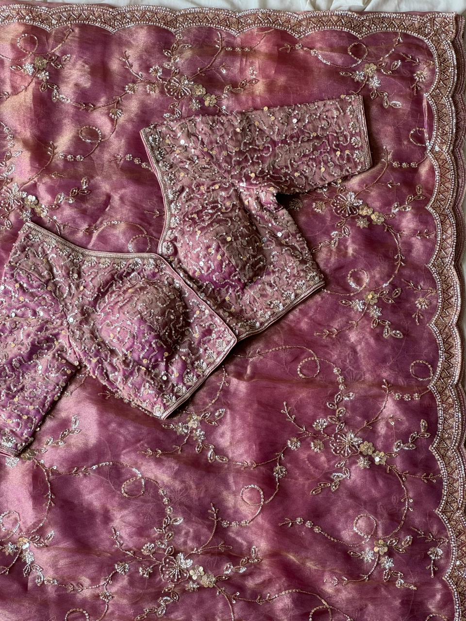 Organza Crepe Silk Saree showcases organza crepe silk