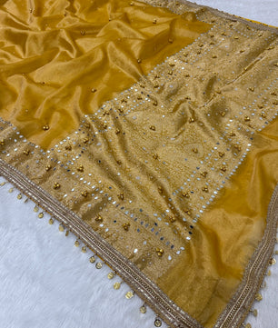 Banarasi Tissue Zari Weaving Border Saree x Ghungroo