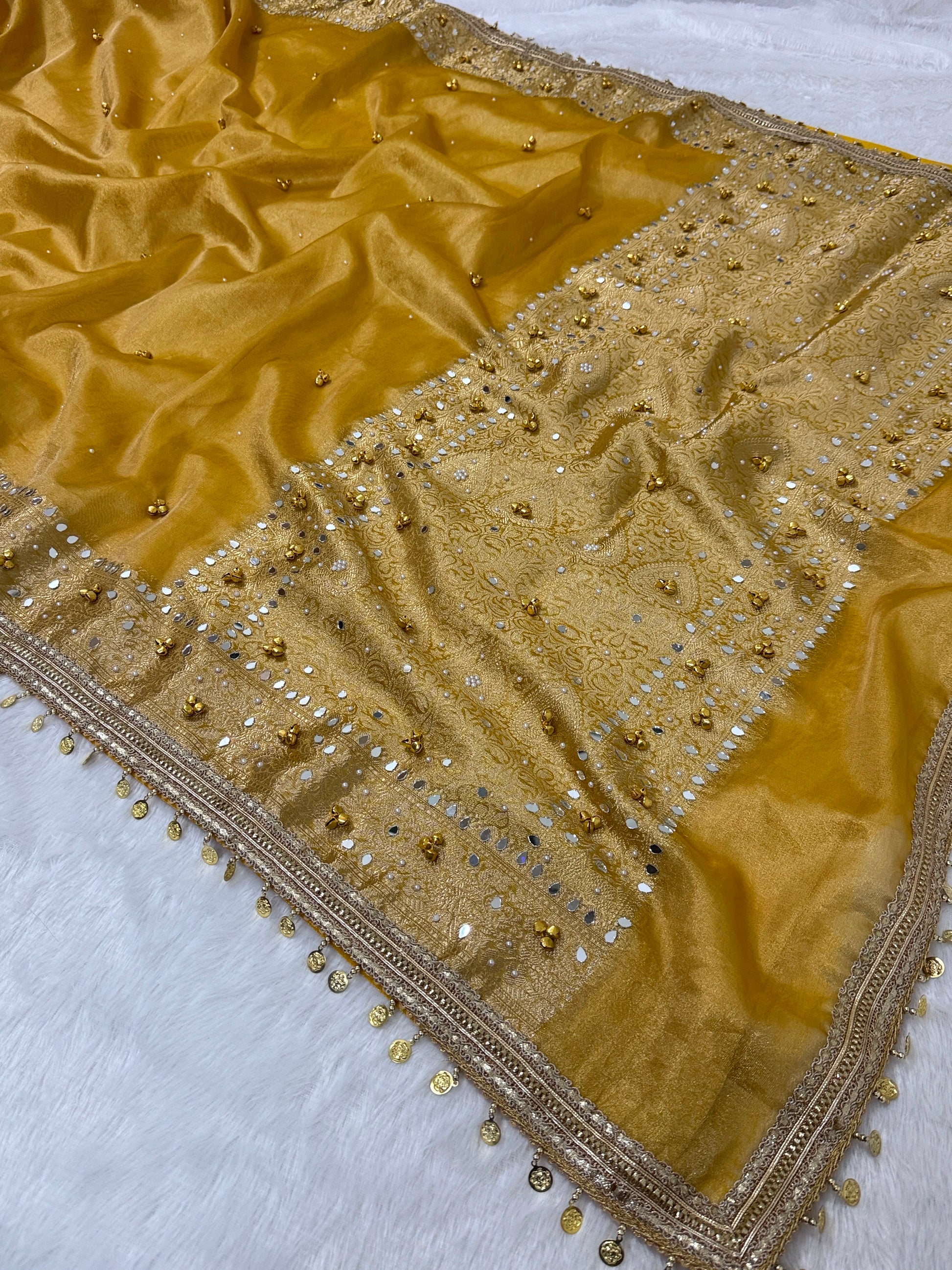 Banarasi Tissue Zari Weaving Border Saree x Ghungroo