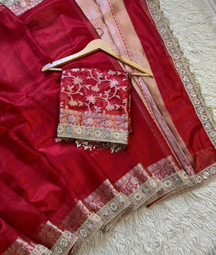 Banarasi Tissue Silk Heavy Lace Saree is crafted with luxurious and delicate silk fabric