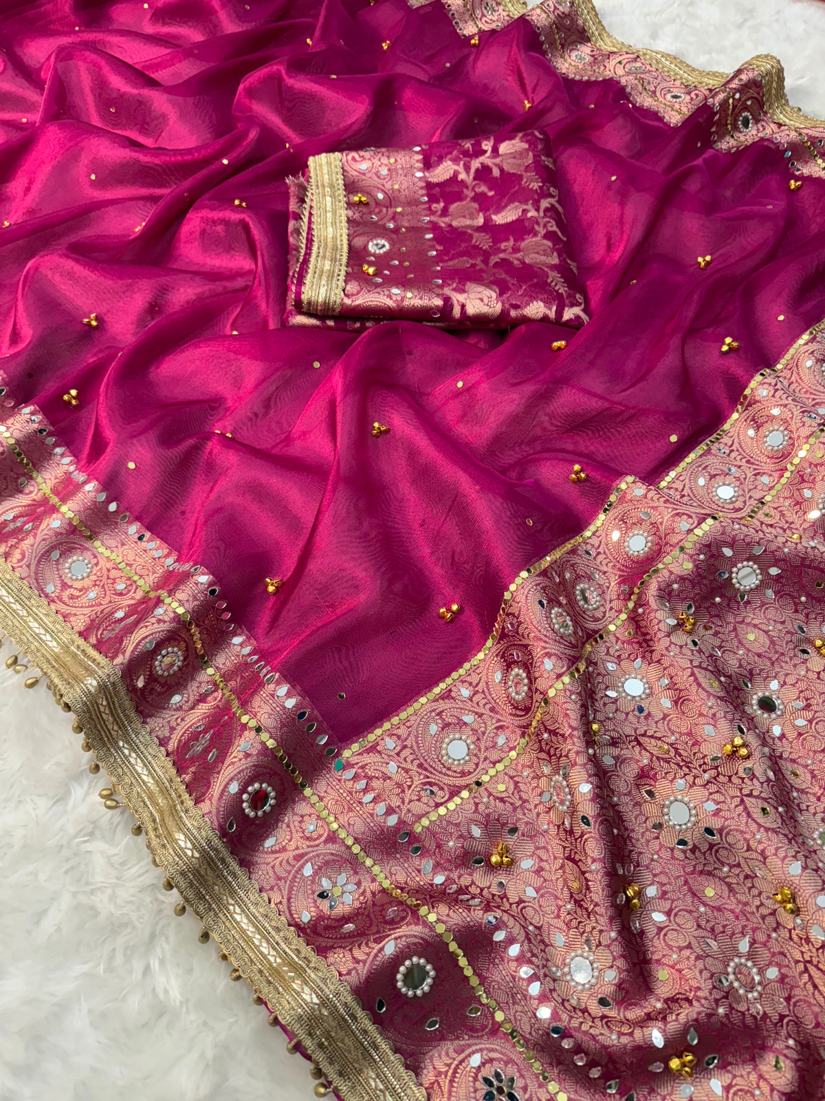 Premium Tissue Saree with ghoongru work