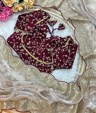 Pure soft fendy chiffon fabric with amazing embroidery  work