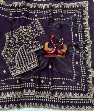 Soft Space silk saree with zari work