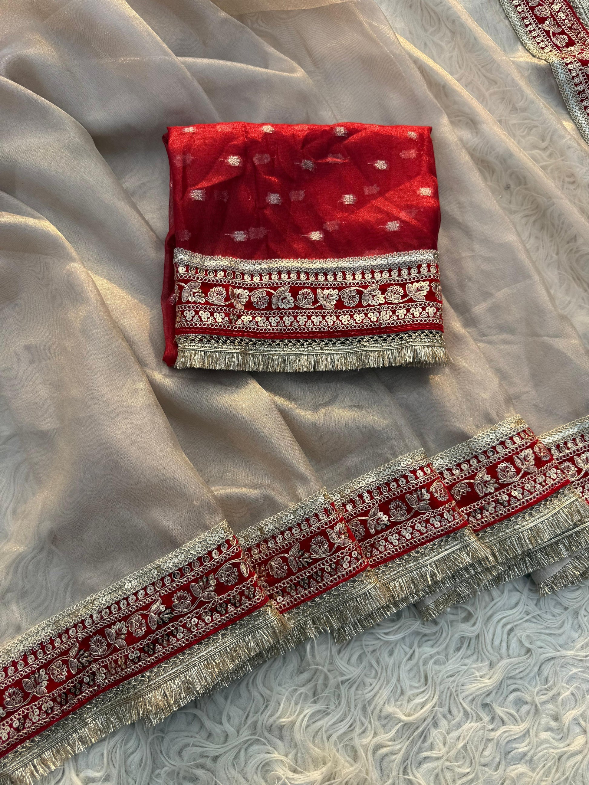 Premium plain tissue sabhyasachi silk saree