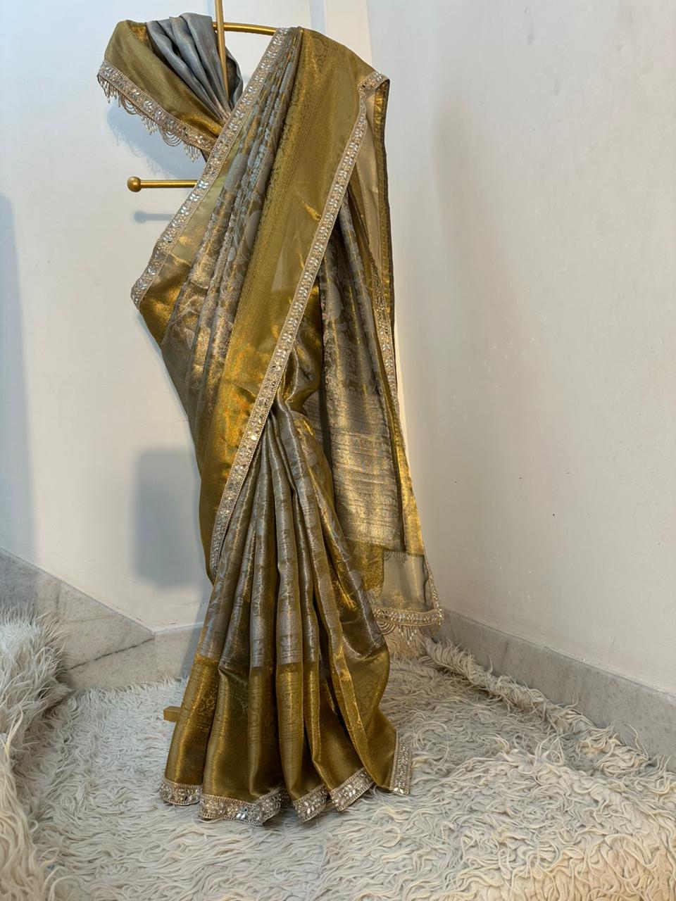 Authentic kanjivaram brocade tissue saree