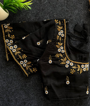 Beautiful handwork all over front nd sleves with designer handwork in blouse