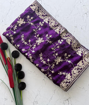 Primium Pure Fendi Satin Saree With Mutly Thread and Sequence Work