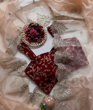 Pure Soft Orgenza Tissue With Zari Sequnce Thread Work And Scalp Border