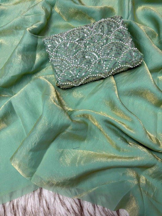 Beautiful saree in space silk fabric