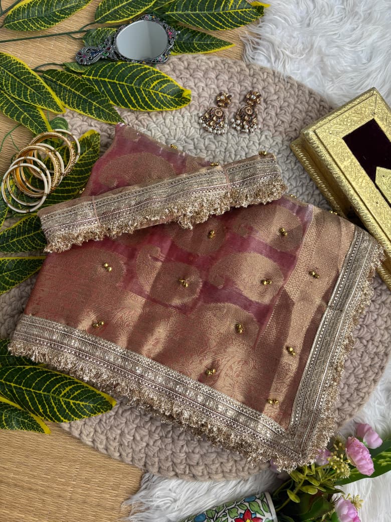 Pure Soft Banarasi Sartin Silk Weaving Saree With Gungroo in All over Saree With Fancy Lace Border