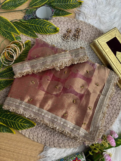 Pure Soft Banarasi Sartin Silk Weaving Saree With Gungroo in All over Saree With Fancy Lace Border