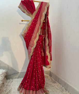 Authentic Banarasi premium mashru silk saree with Gold Zari weaving beautiful