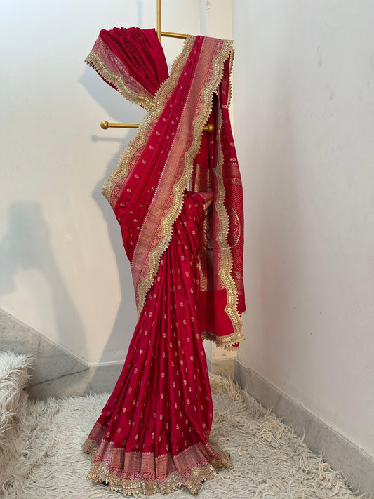 Authentic Banarasi premium mashru silk saree with Gold Zari weaving beautiful