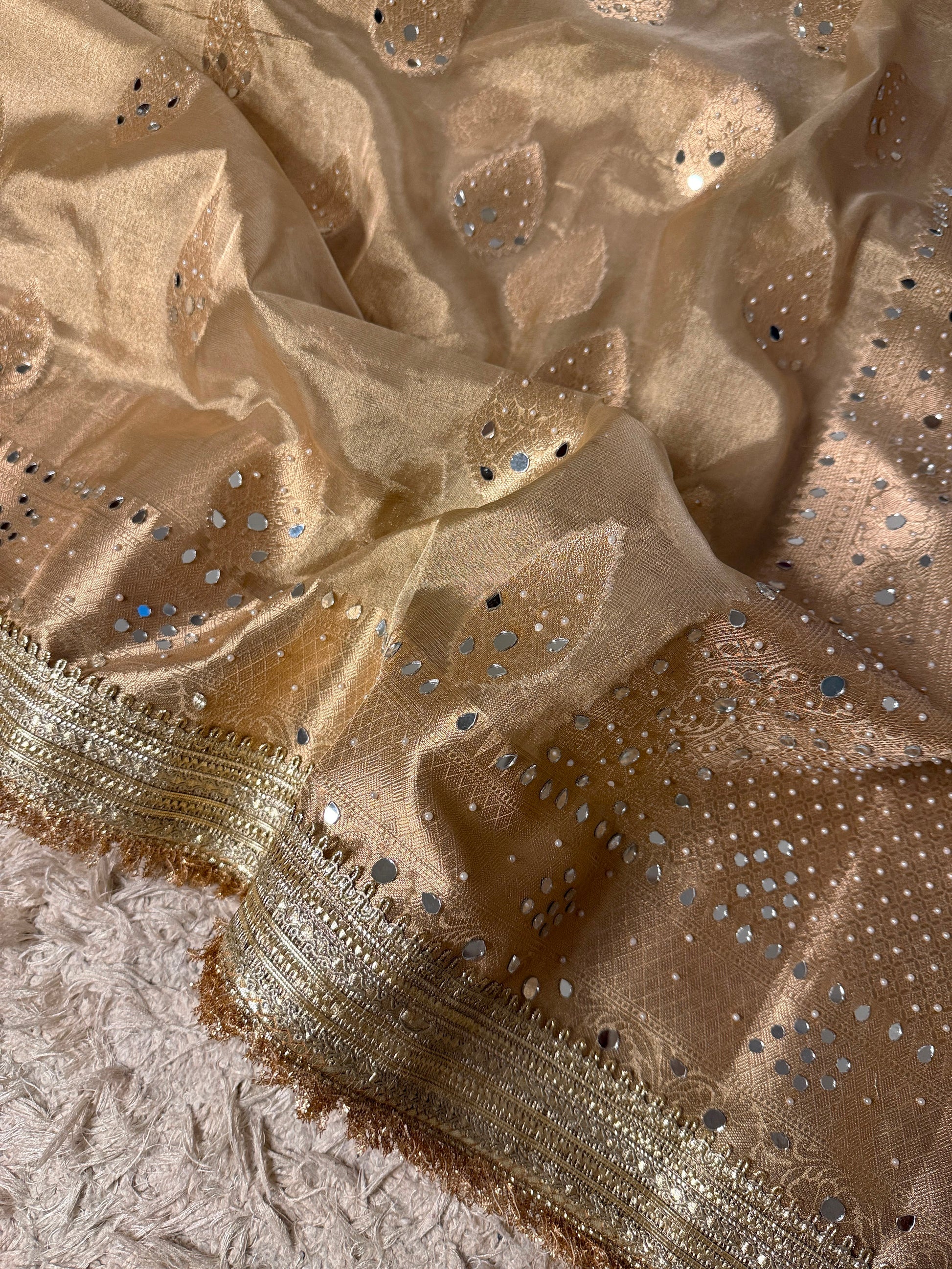 Natural Colour Banarasi Katan Tissue Silk Saree