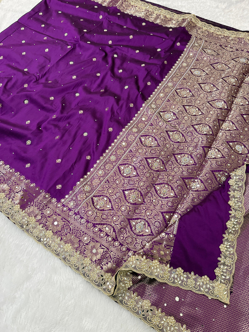Presenting Timeless Banarasi Semi Katan Soft Silk Lace work Saree