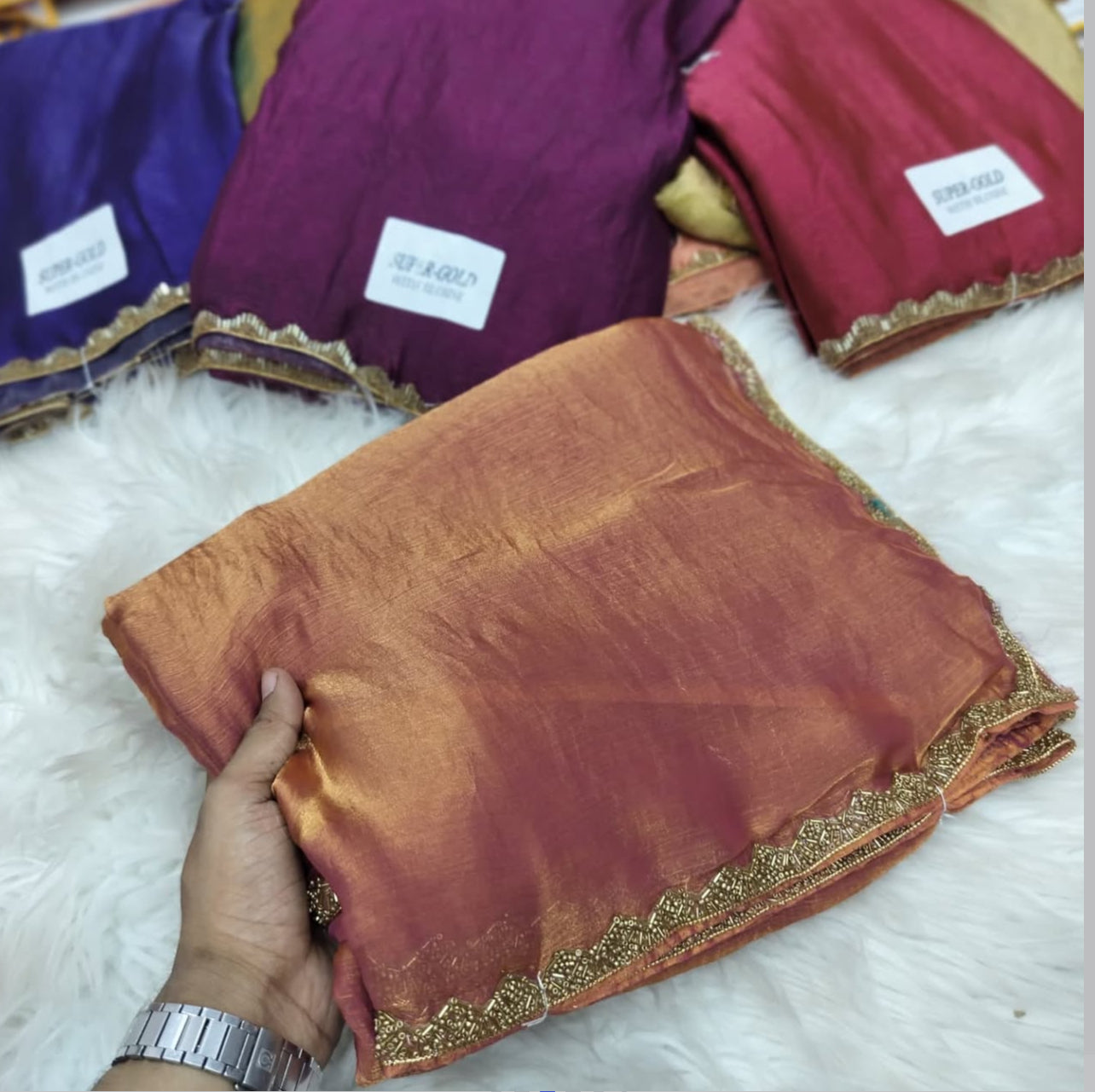 Most viral saree in Fandy silk fabric