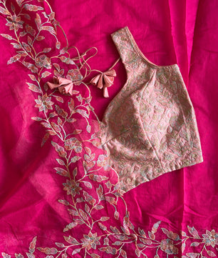 Premium Chanderi saree with multi thread embroidery work on pallu