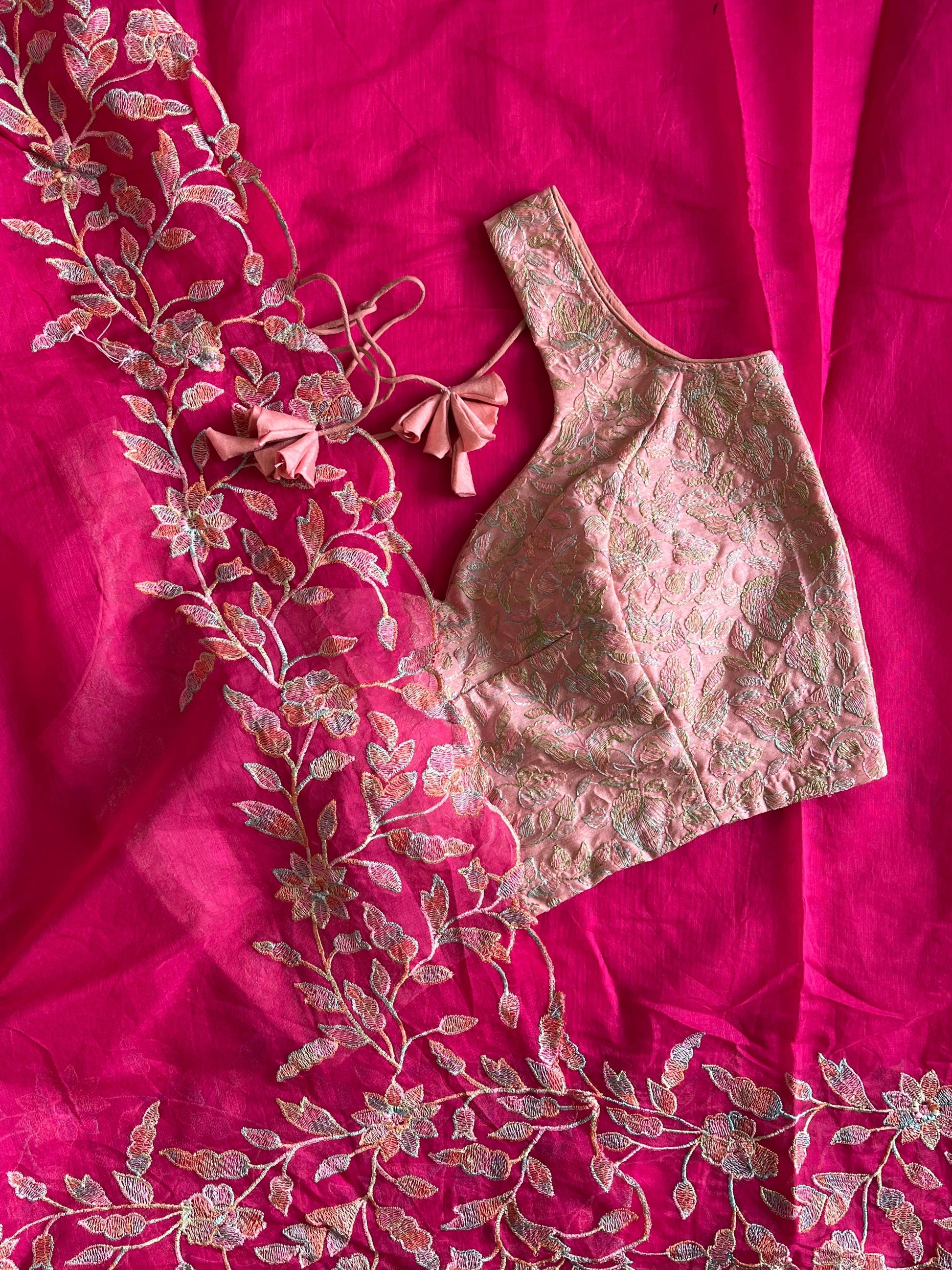 Premium Chanderi saree with multi thread embroidery work on pallu