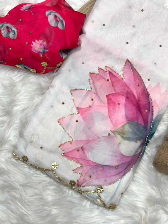 Pure Soft tibby silk fabric saree  with floral work