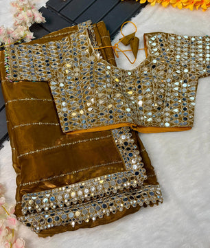 Beautiful satin organza saree