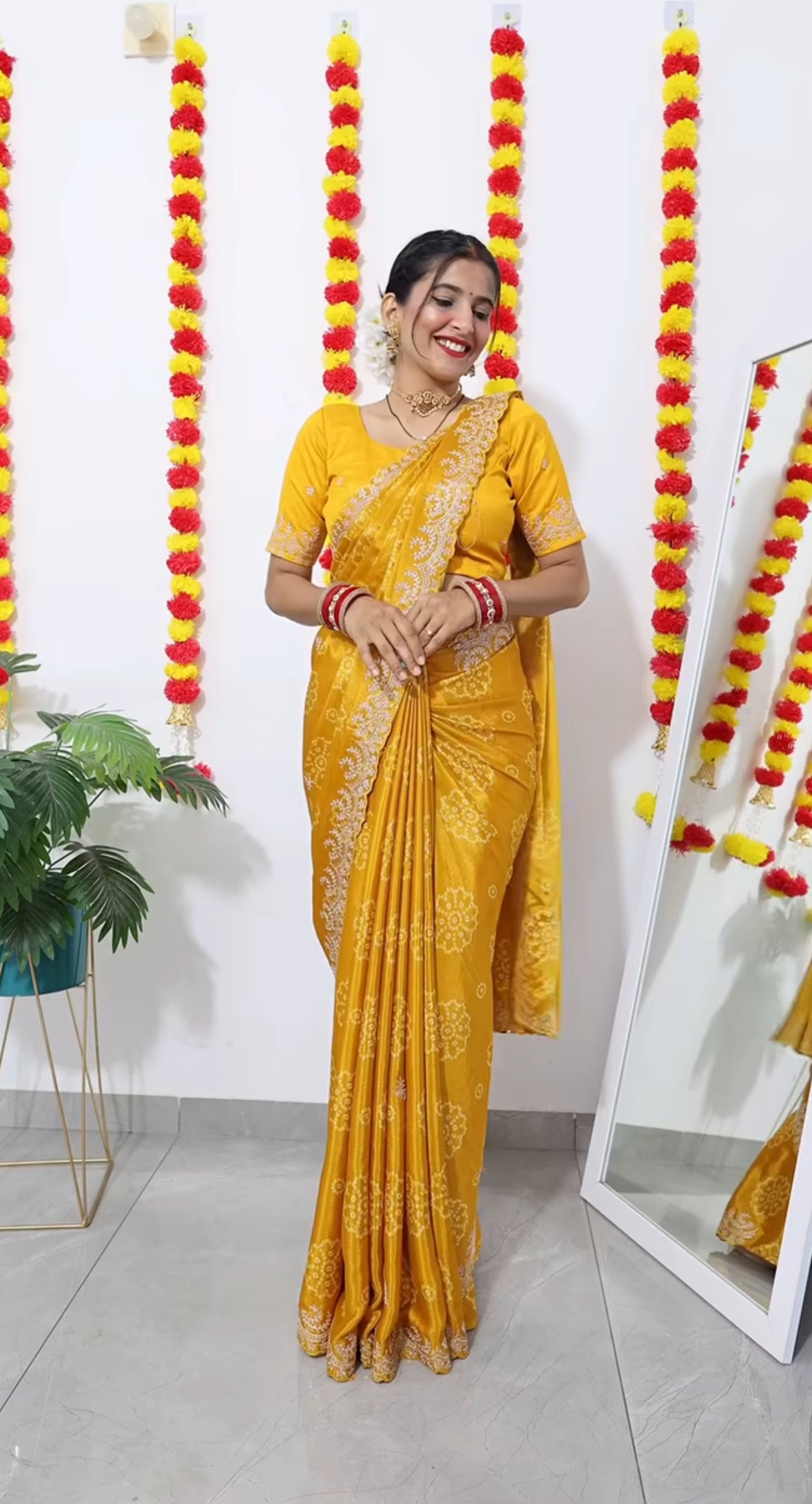 Beautiful Chinnon saree in bandhani print